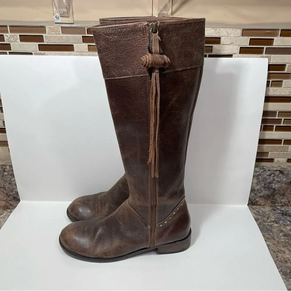 Anthropologie Schuler & Sons Brass Tracks Leather Boots